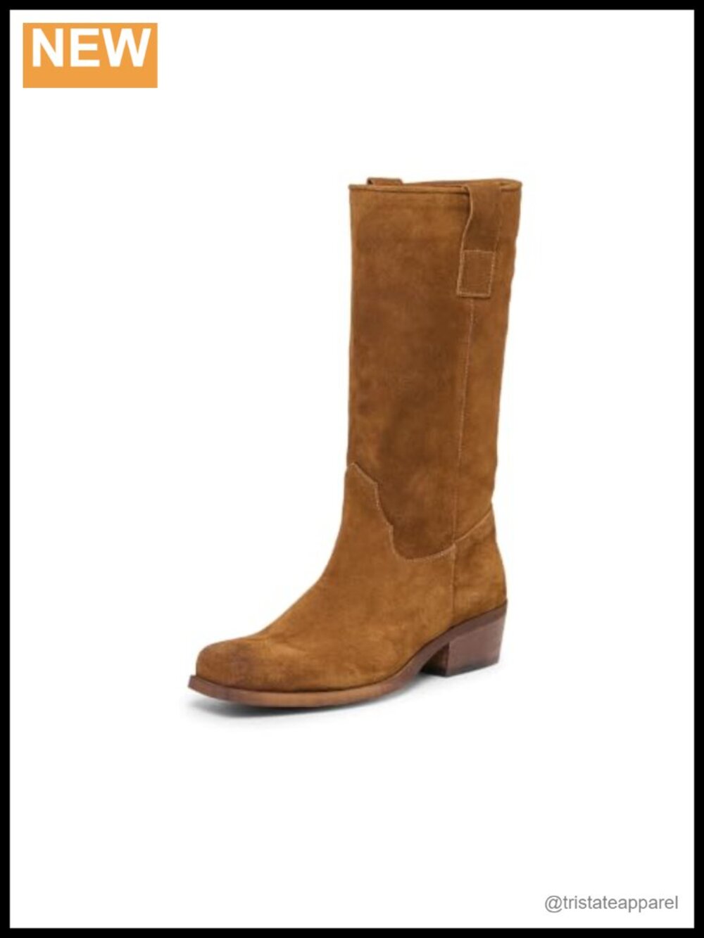 Women's Suede Mid Calf Pull-On Boots Calf High Flat Heel